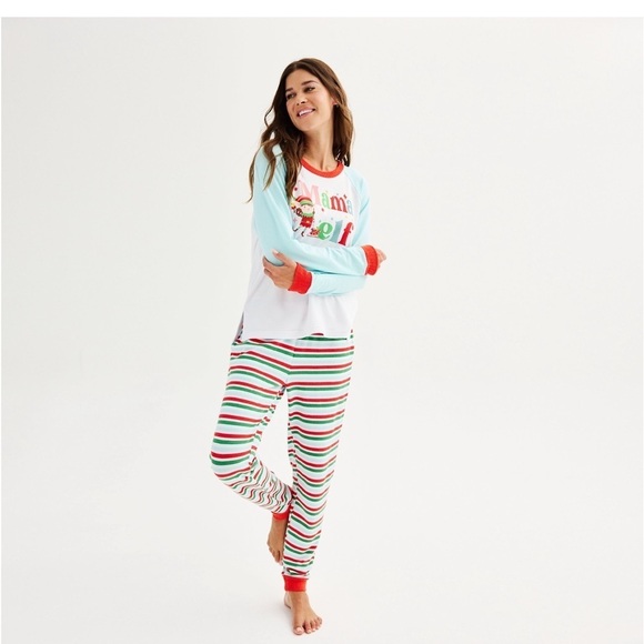 🆕Cuddl Duds  Holiday Mama Elf 2 Piece Pajama Set Size Tall Medium - Picture 2 of 3